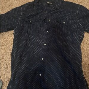 Burnside Dark Blue Patterned Button-Down Shirt